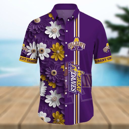 Albany Great Danes NCAA Flower Logo Colorful Hawaiian Shirt