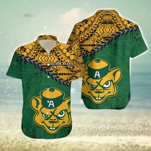 Alberta Golden Bears Ca Cis Grunge Polynesian Tattoo Pattern Hawaiian Shirt For Fans