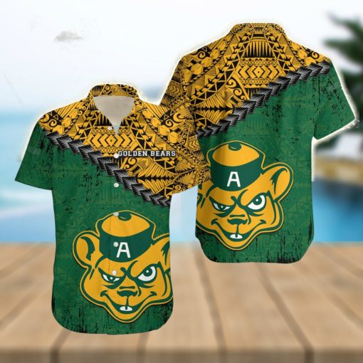 Alberta Golden Bears Ca Cis Grunge Polynesian Tattoo Pattern Hawaiian Shirt For Fans