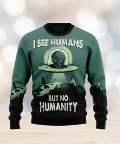 Alien No Humanity Ugly Christmas Sweater Gift Men Women