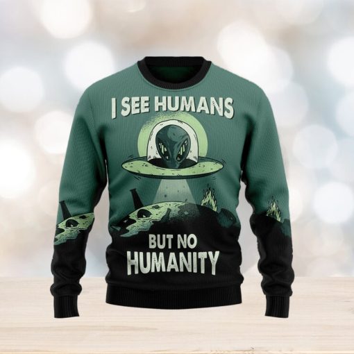 Alien No Humanity Ugly Christmas Sweater Gift Men Women