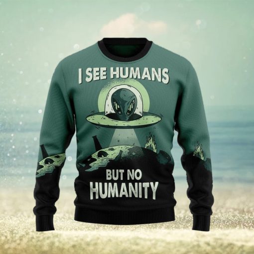 Alien No Humanity Ugly Christmas Sweater Gift Men Women