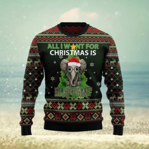 All I Want For Is Elephant Ugly Christmas Sweater Gift Men Women