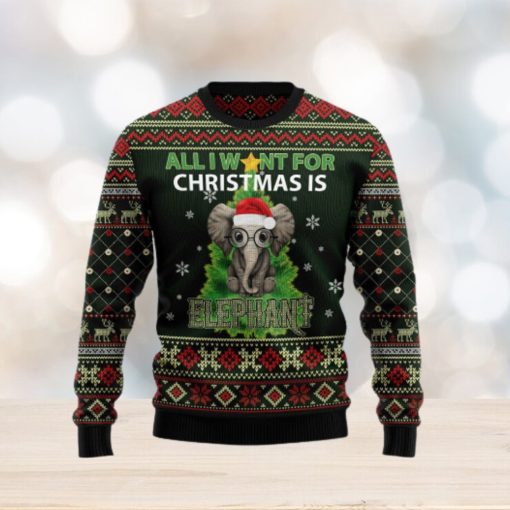 All I Want For Is Elephant Ugly Christmas Sweater Gift Men Women