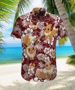 Aloha Eevee Pokemon Hawaiian Shirt Palm Leaves Pattern Summer Beach Gift