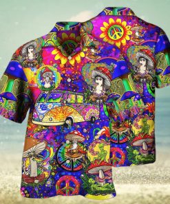 Aloha Hippie Mushroom Peace Funny Hawaiian Shirt Summer Gift For Friend