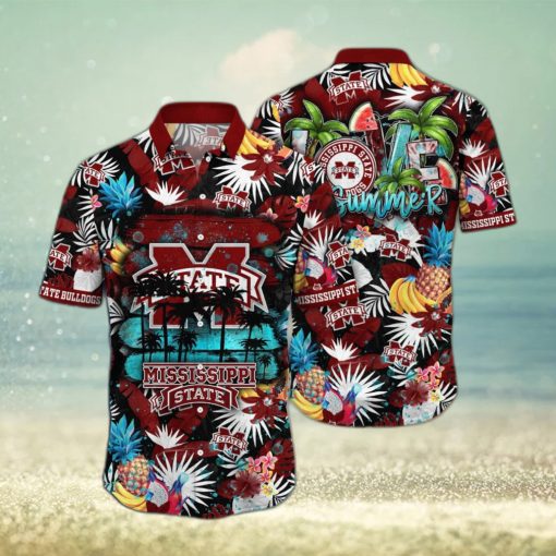 Aloha Summer NCAA Mississippi State Bulldogs Hawaiian Shirt Tropical Fruit Pattern