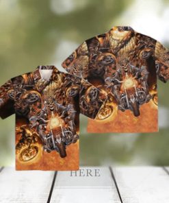 Amazing Skull Motorcycle Racing Hawaiian T Shirt