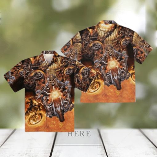 Amazing Skull Motorcycle Racing Hawaiian T Shirt