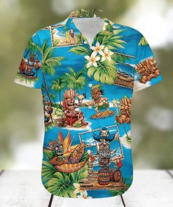 Amazing Tiki Surfing Enjoy Summer Blue Tropical Unisex Hawaiian Shirts