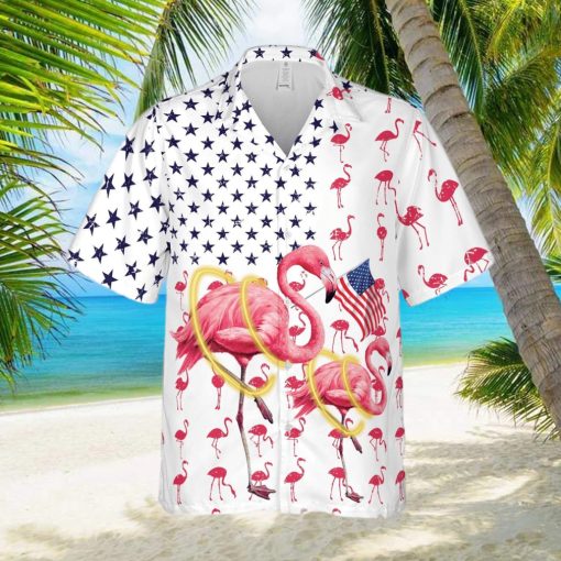 American Flag Flamingo Independence Day Unisex Hawaiian Shirts