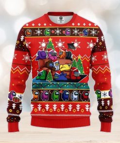 Among Us Ugly Christmas Sweater Red Amazing Gift Men And Women Christmas Gift