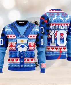 Argentina We Will Be Champion Football Cup Personalized Name Ugly Christmas Sweaters For Men And Women