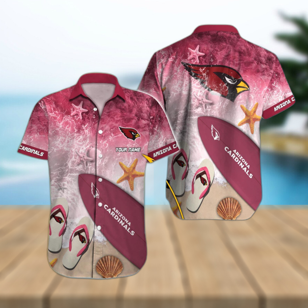 Arizona Cardinals Surfboard Pattern Custom Name Hawaiian Shirt - Limotees
