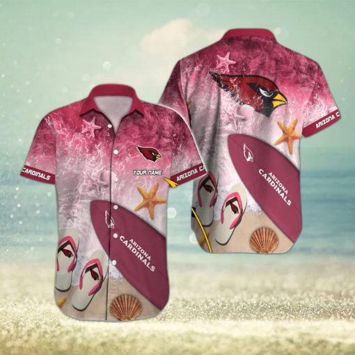 Arizona Cardinals Surfboard Pattern Custom Name Hawaiian Shirt