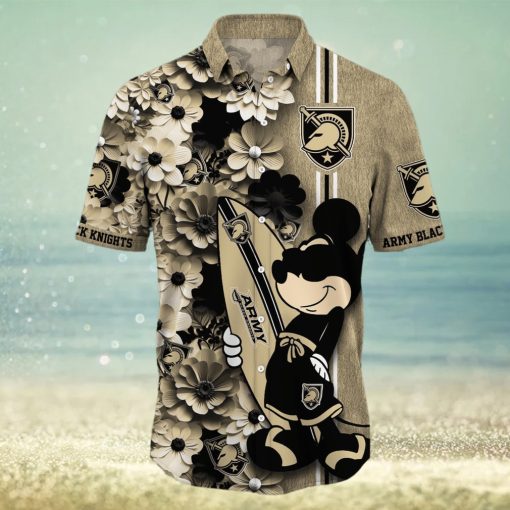 Army Black Knights Surfboard Parttern Mickey Mouse Flower Hawaiian Shirt