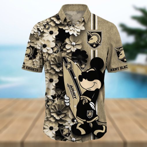 Army Black Knights Surfboard Parttern Mickey Mouse Flower Hawaiian Shirt