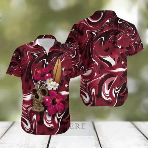 Atlanta Falcons Skull And Flower Hawaiian Shirt Gift For Halloween