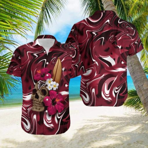 Atlanta Falcons Skull And Flower Hawaiian Shirt Gift For Halloween