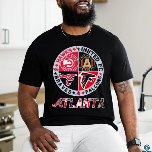 Atlanta Skyline Sports Team Logo Hawks United Fc Falcons And Braves Shirt