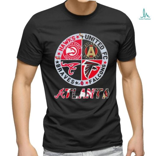 Atlanta Skyline Sports Team Logo Hawks United Fc Falcons And Braves Shirt