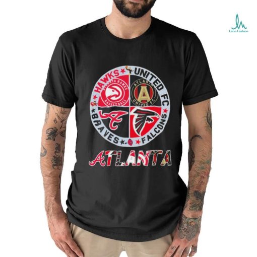 Atlanta Skyline Sports Team Logo Hawks United Fc Falcons And Braves Shirt