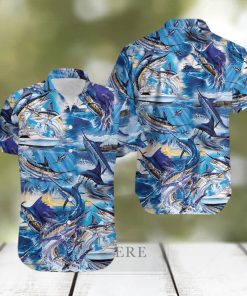 Atlantic Blue Marlin Fishing Unisex Hawaiian Aloha Shirts