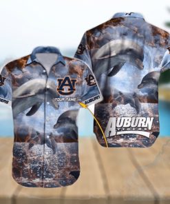 Auburn Tigers NCAA Hawaiian Shirt Dolphin Funny AOP Gift For Fans Custom Name