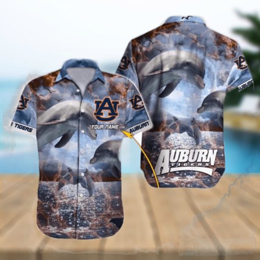 Auburn Tigers NCAA Hawaiian Shirt Dolphin Funny AOP Gift For Fans Custom Name