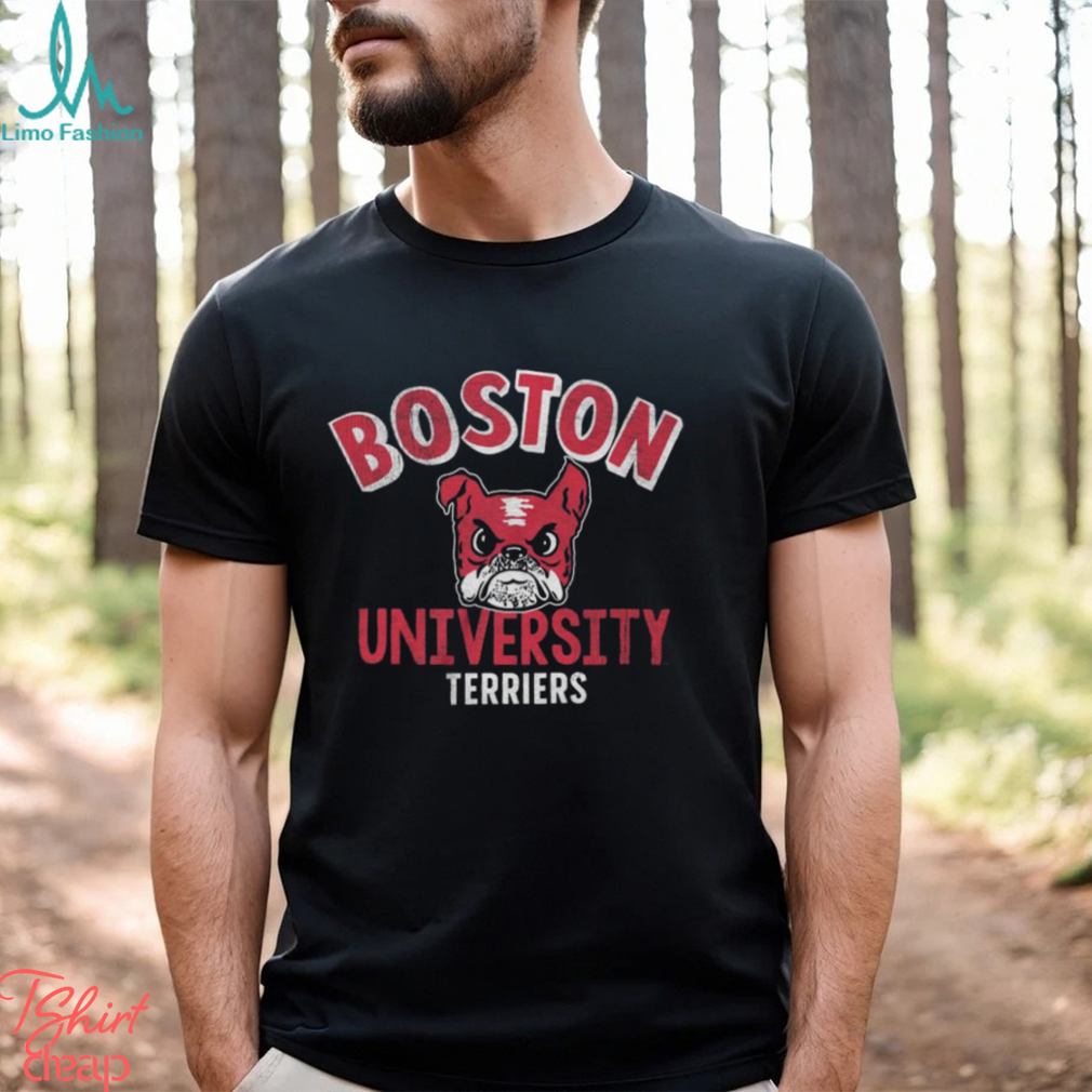 Vintage Boston Terrier USA Fitted Scoop Neck Long Sleeve