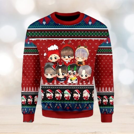 BTS Cute Gift Ugly Christmas Sweater Xmas Gift Men And Women Christmas Sweater