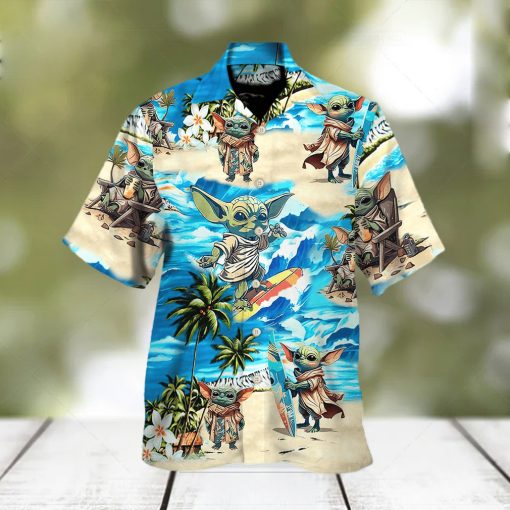 Baby Yoda Star Wars Surfing Hawaiian Shirt For Men