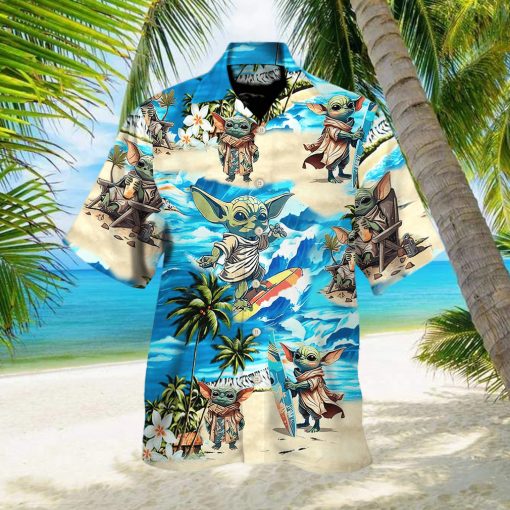 Baby Yoda Star Wars Surfing Hawaiian Shirt For Men