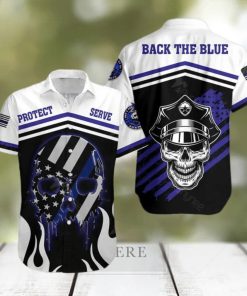 Back The Blue The Police Skull Hawaiian Shirt For Men And Women