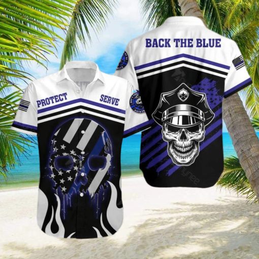 Back The Blue The Police Skull Hawaiian Shirt For Men And Women