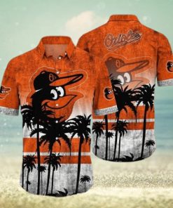 Baltimore Orioles Hibiscus Flower American Flag Pattern Black Hawaiian Shirt  - Limotees