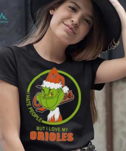 Baltimore Orioles MLB Christmas Grinch I Hate People But I Love My Favorite Baseball Team T Shirt