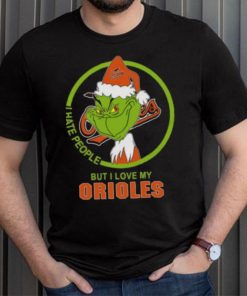 Baltimore Orioles MLB Christmas Grinch I Hate People But I Love My Favorite Baseball Team T Shirt