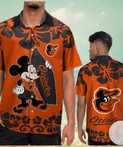 Baltimore Orioles Mickey Flower Pattern Hawaiian Shirt