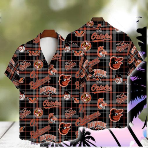 Baltimore Orioles Plaid Baseball Pattern Vintage Hawaiian Shirt