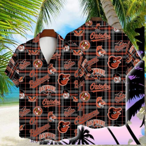 Baltimore Orioles Plaid Baseball Pattern Vintage Hawaiian Shirt