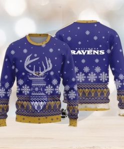 Baltimore Ravens Christmas Big Reindeer Pattern Christmas Gift 3D Ugly Christmas Sweater