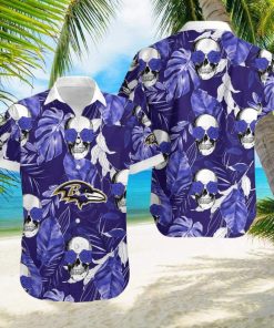 Baltimore Ravens Coconut Leaves Skull With Rose Eyes Hawaiian Shirt Gift For Halloween