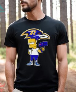 Baltimore Ravens NFL X Bart Simpson cartoon shirt