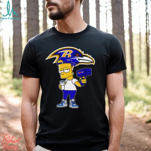 Baltimore Ravens NFL X Bart Simpson cartoon shirt