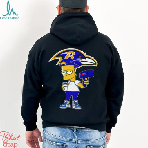 Baltimore Ravens NFL X Bart Simpson cartoon shirt
