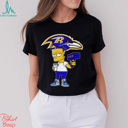 Baltimore Ravens NFL X Bart Simpson cartoon shirt