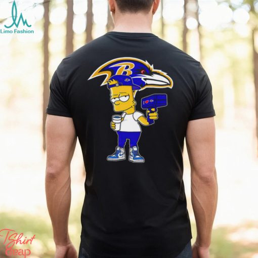Baltimore Ravens NFL X Bart Simpson cartoon shirt