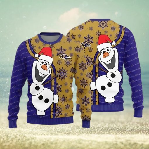 Baltimore Ravens Olaf Teams Funny Knitted Sweater For Christmas