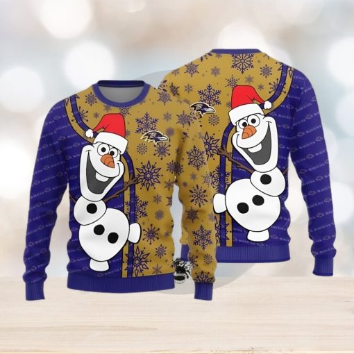 Baltimore Ravens Olaf Teams Funny Knitted Sweater For Christmas